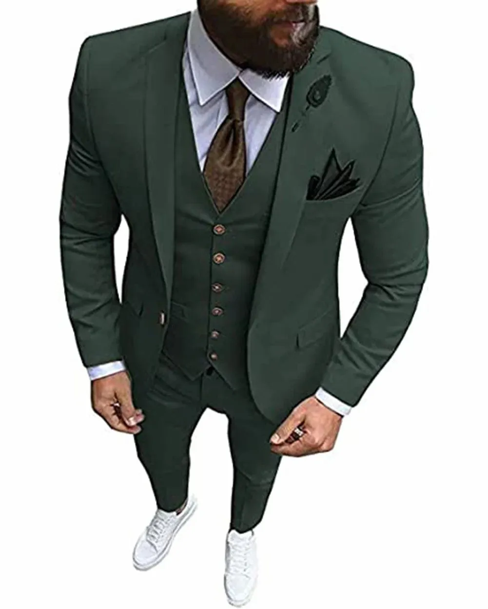 Fashion 3 Pieces Mens Suit Flat Notch Lapel Tuxedos (Blazer vest Pants)
