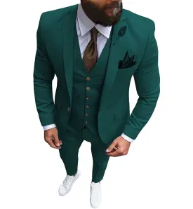 Fashion 3 Pieces Mens Suit Flat Notch Lapel Tuxedos (Blazer vest Pants)