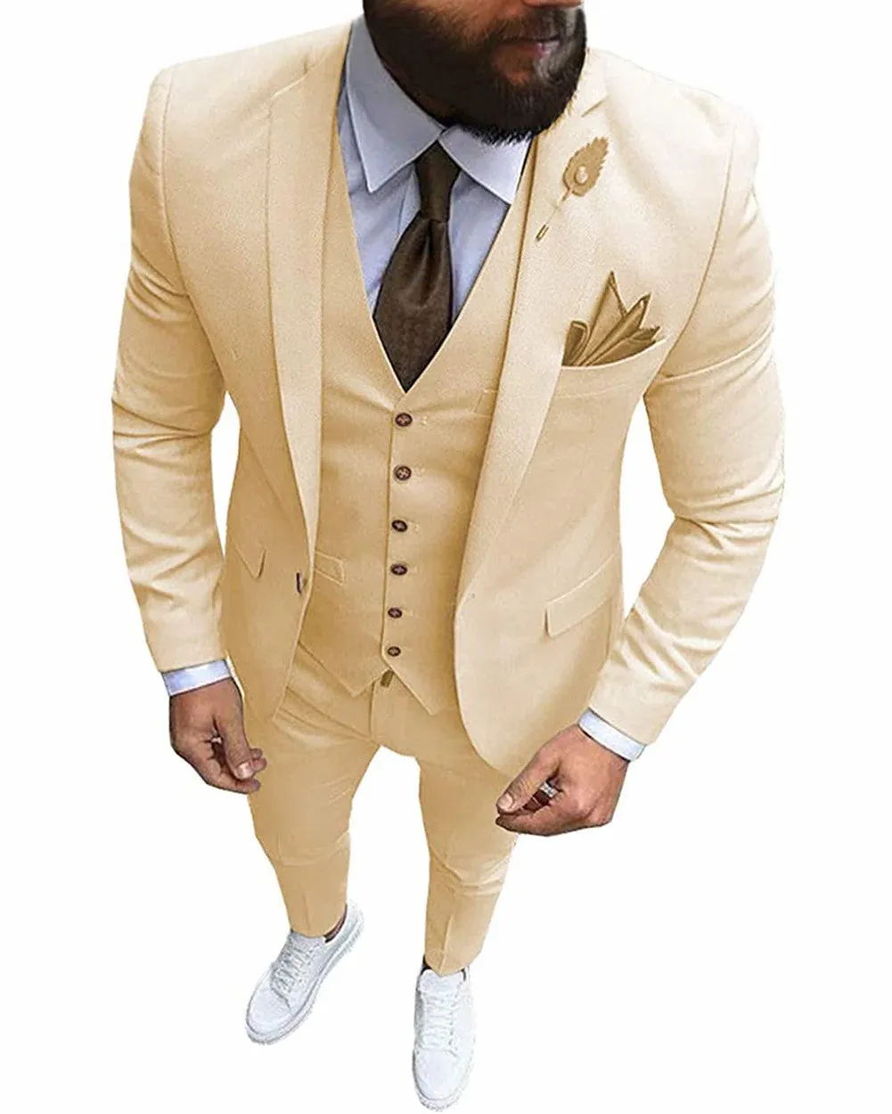 Fashion 3 Pieces Mens Suit Flat Notch Lapel Tuxedos (Blazer vest Pants)