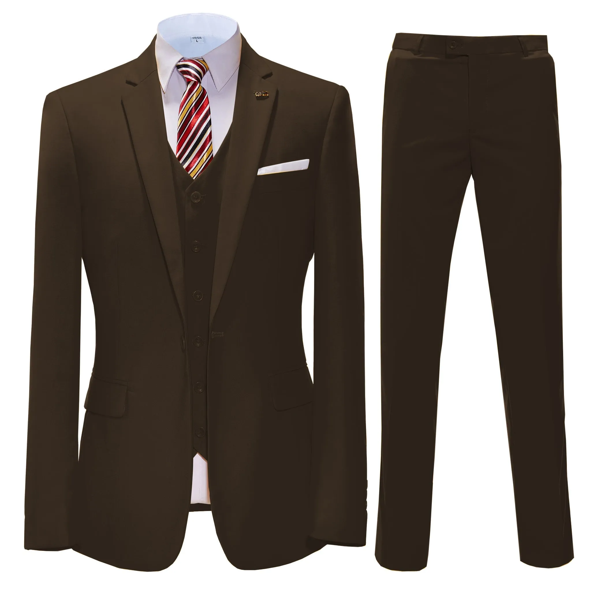 Fashion 3 Pieces Mens Suit Flat Notch Lapel Tuxedos For Wedding (Blazer vest Pants)