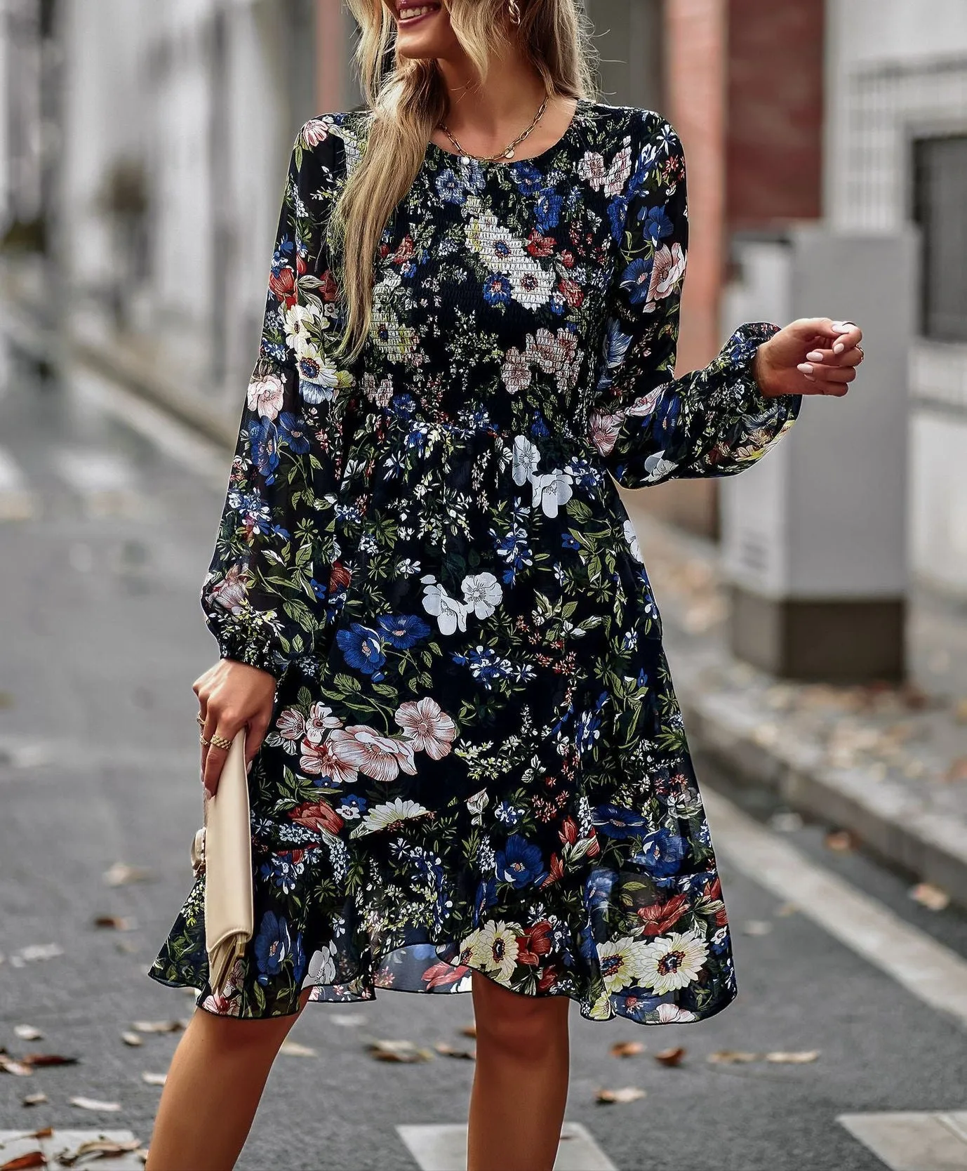 Fashion Round Neck Leisure Dress