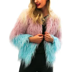 Faux Fur Pink Blue Jacket