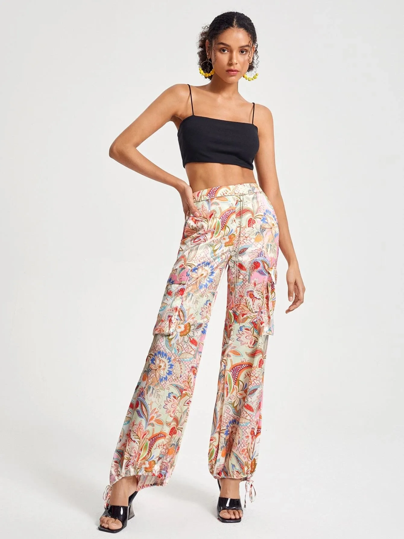 Floral Printed Cargo Pants