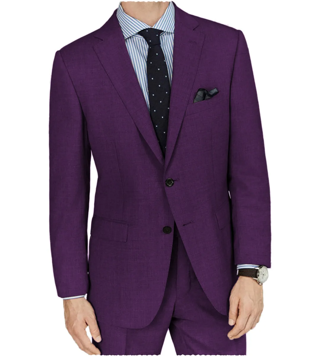 Formal 2 Pieces Mens Suit Flat Notch Lapel Tuxedos For Wedding (Blazer Pants)
