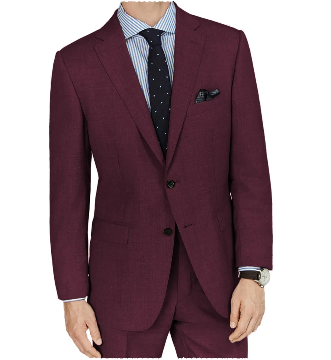 Formal 2 Pieces Mens Suit Flat Notch Lapel Tuxedos For Wedding (Blazer Pants)