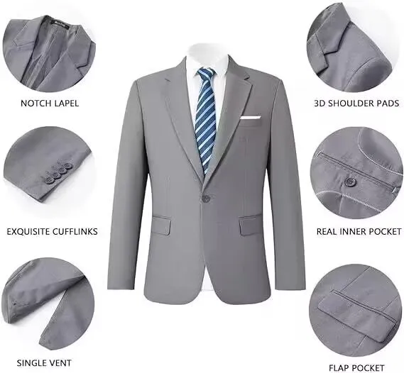 Formal 2 Pieces Mens Suit Flat Notch Lapel Tuxedos For Wedding (Blazer Pants)