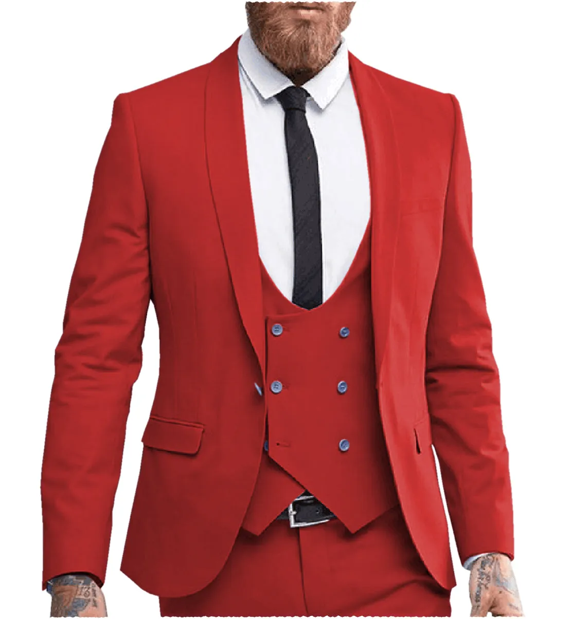Formal 3 Pieces Mens Suit Shawl Lapel Tuxedos For Wedding (Blazer vest Pants)
