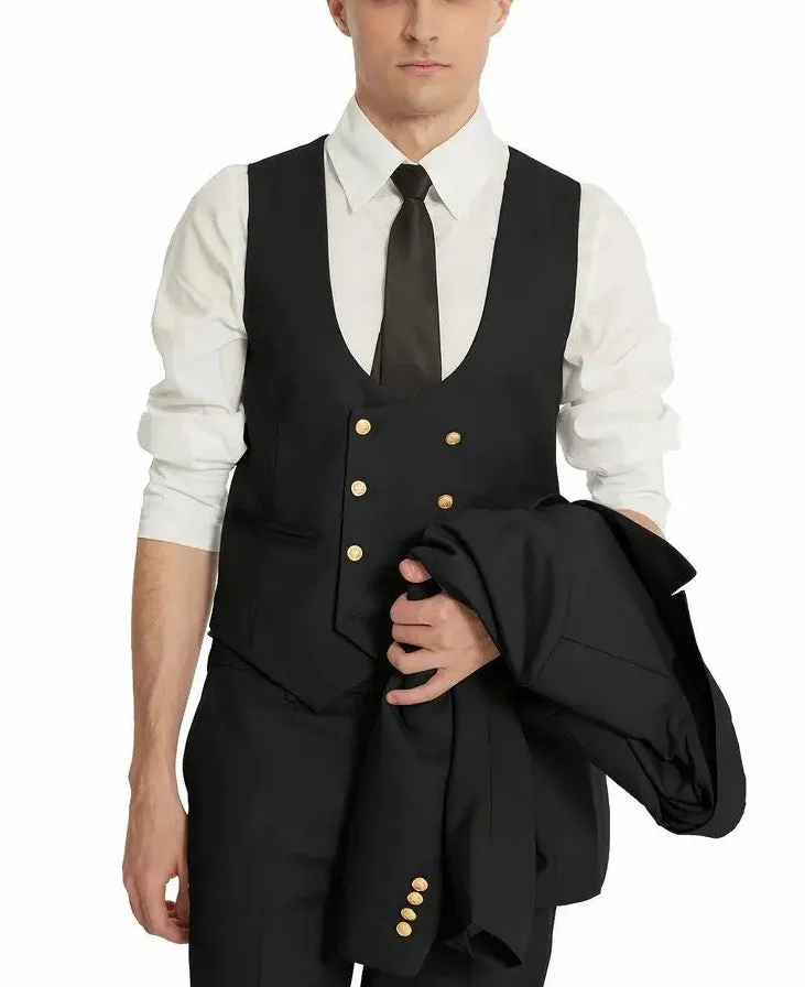 Formal 3 Pieces Mens Suit Shawl Lapel Tuxedos For Wedding (Blazer vest Pants)