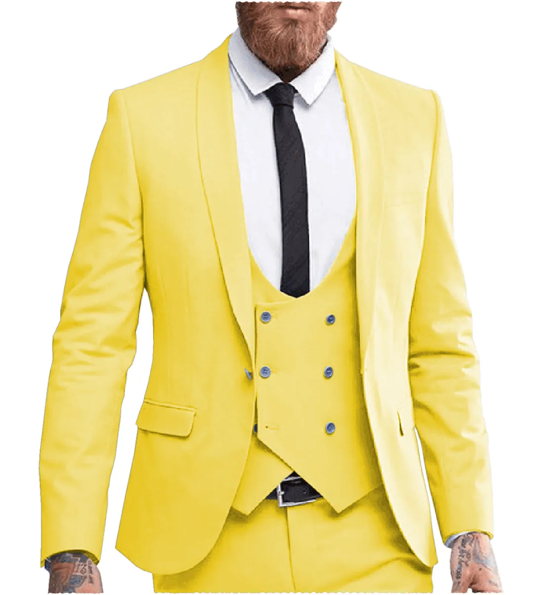 Formal 3 Pieces Mens Suit Shawl Lapel Tuxedos For Wedding (Blazer vest Pants)