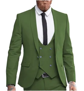 Formal 3 Pieces Mens Suit Shawl Lapel Tuxedos For Wedding (Blazer vest Pants)