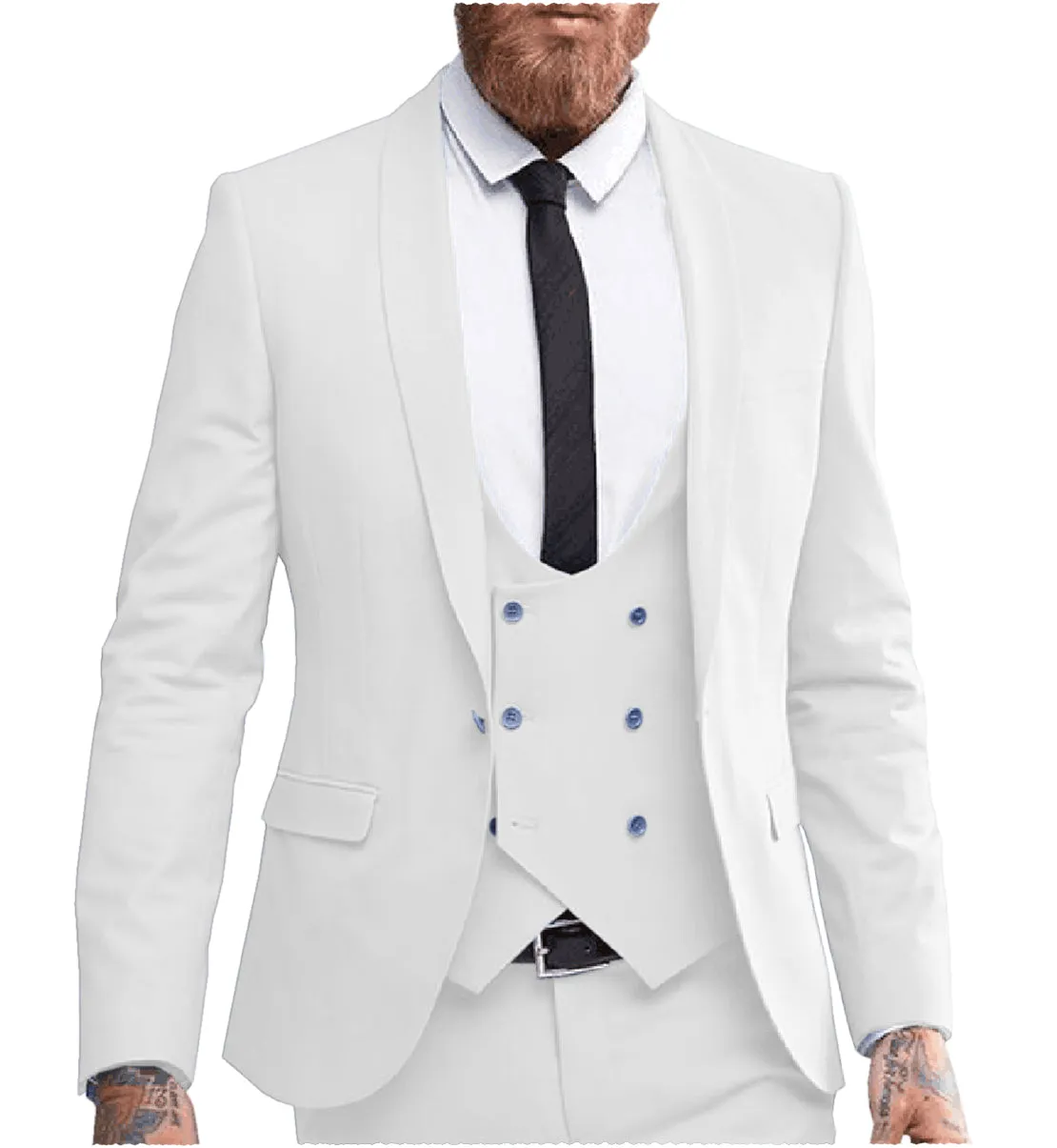 Formal 3 Pieces Mens Suit Shawl Lapel Tuxedos For Wedding (Blazer vest Pants)