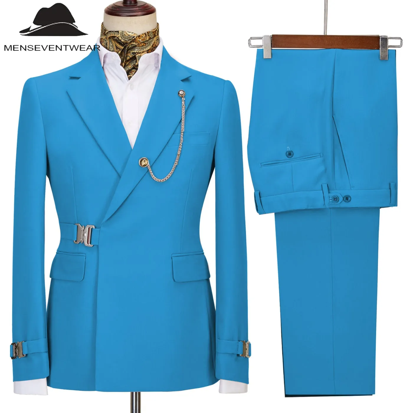 Formal Men's 2 Piece Men's Suit Regular Fit Notched Lapel Tuxedo (Blazer   Pants)