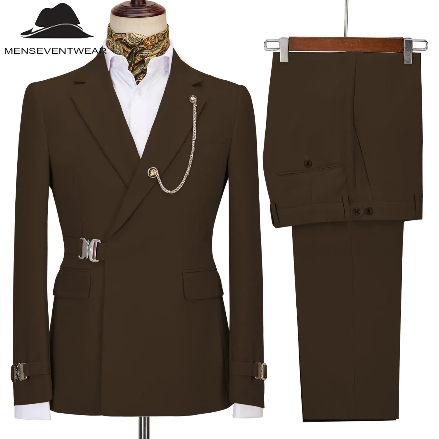 Formal Men's 2 Piece Men's Suit Regular Fit Notched Lapel Tuxedo (Blazer   Pants)