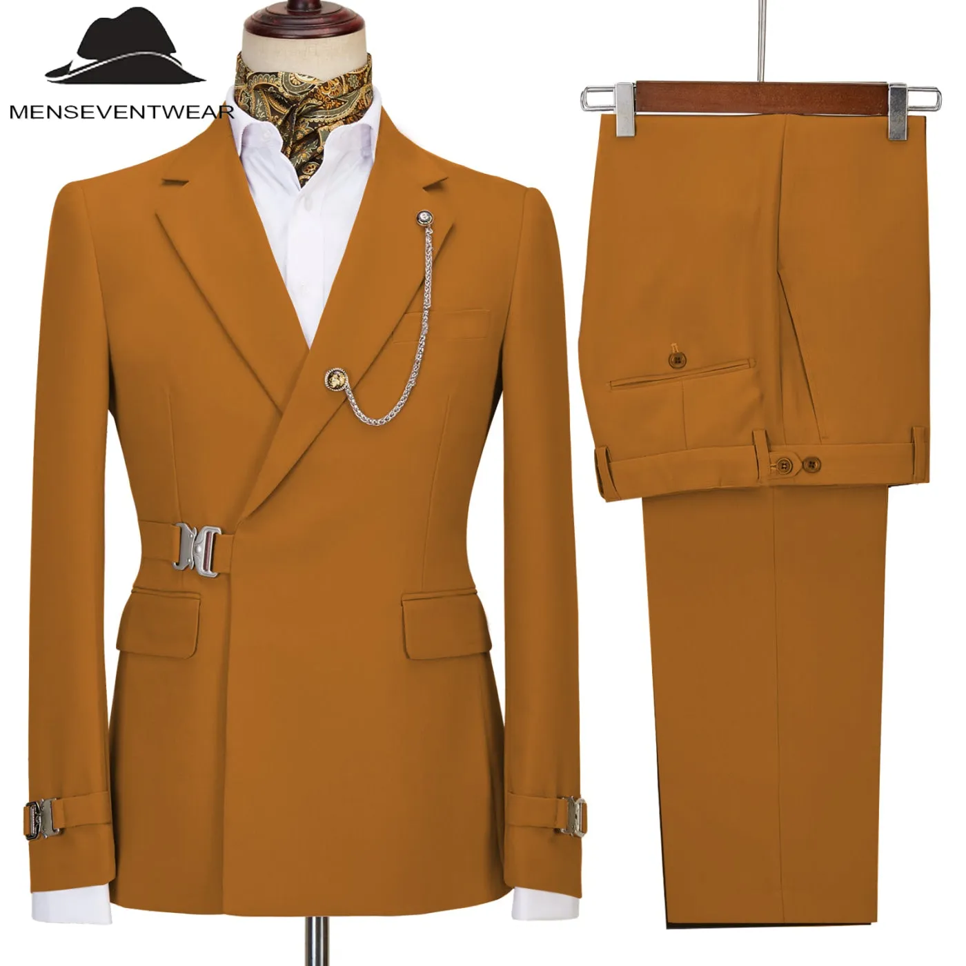 Formal Men's 2 Piece Men's Suit Regular Fit Notched Lapel Tuxedo (Blazer   Pants)