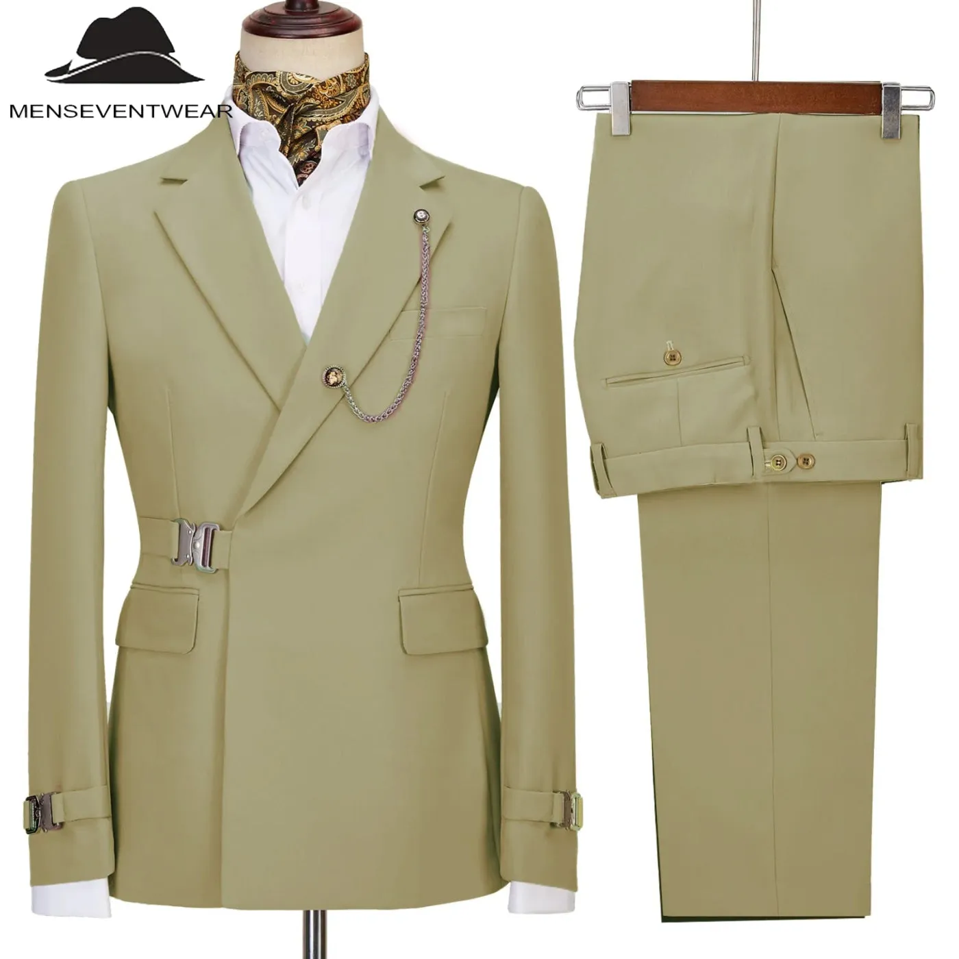 Formal Men's 2 Piece Men's Suit Regular Fit Notched Lapel Tuxedo (Blazer   Pants)