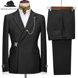 Formal Men's 2 Piece Men's Suit Regular Fit Notched Lapel Tuxedo (Blazer   Pants)