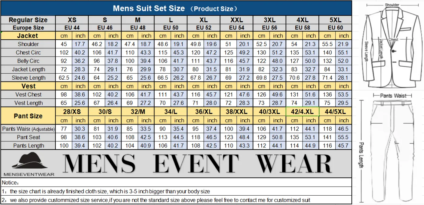 Formal Men's 2 Piece Men's Suit Regular Fit Notched Lapel Tuxedo (Blazer   Pants)