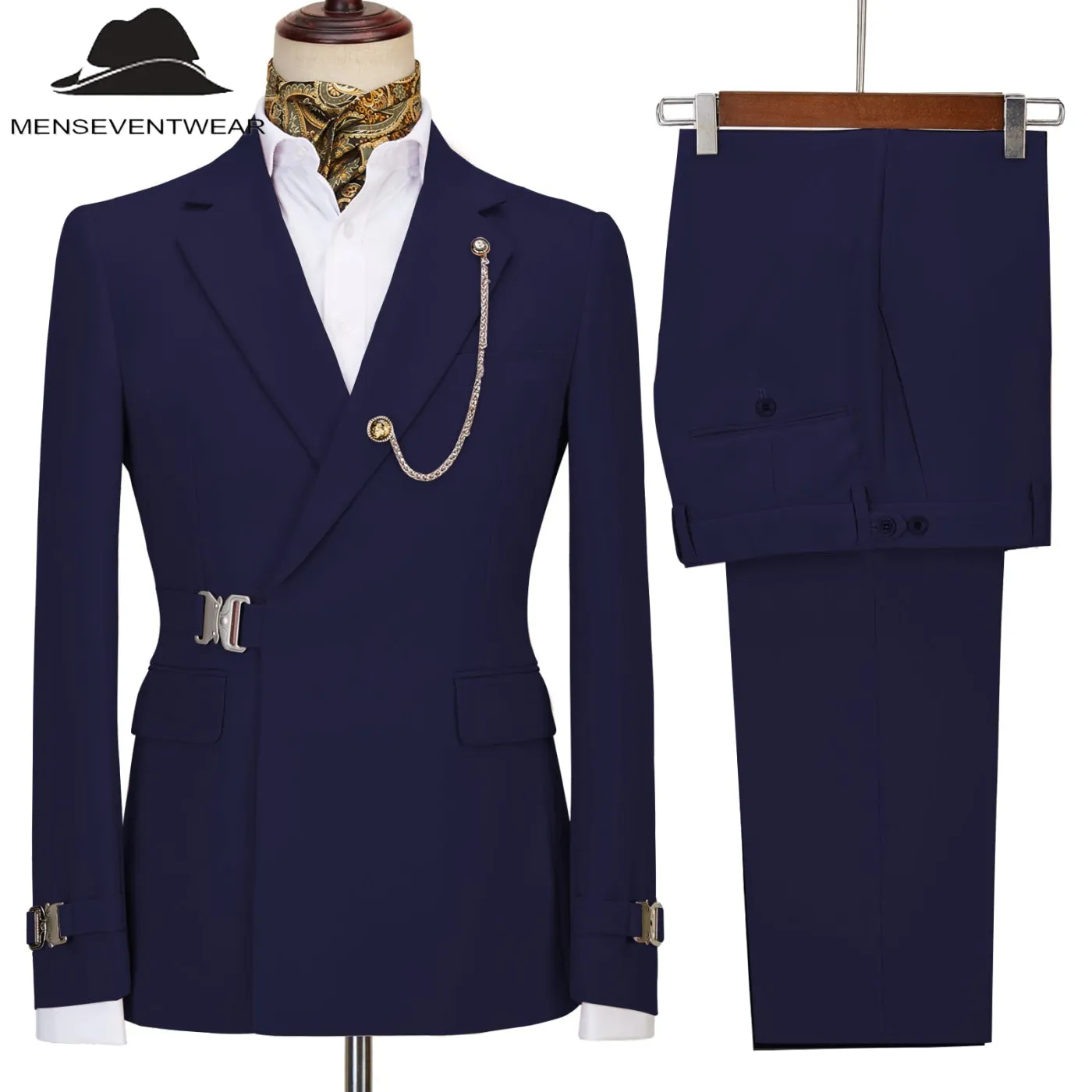 Formal Men's 2 Piece Men's Suit Regular Fit Notched Lapel Tuxedo (Blazer   Pants)