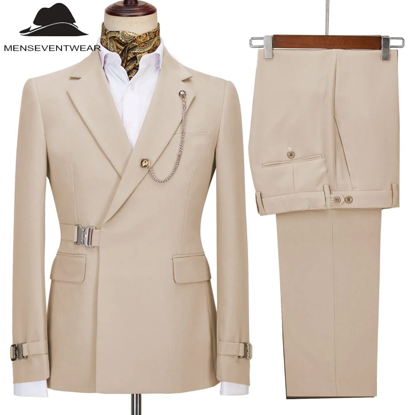Formal Men's 2 Piece Men's Suit Regular Fit Notched Lapel Tuxedo (Blazer   Pants)
