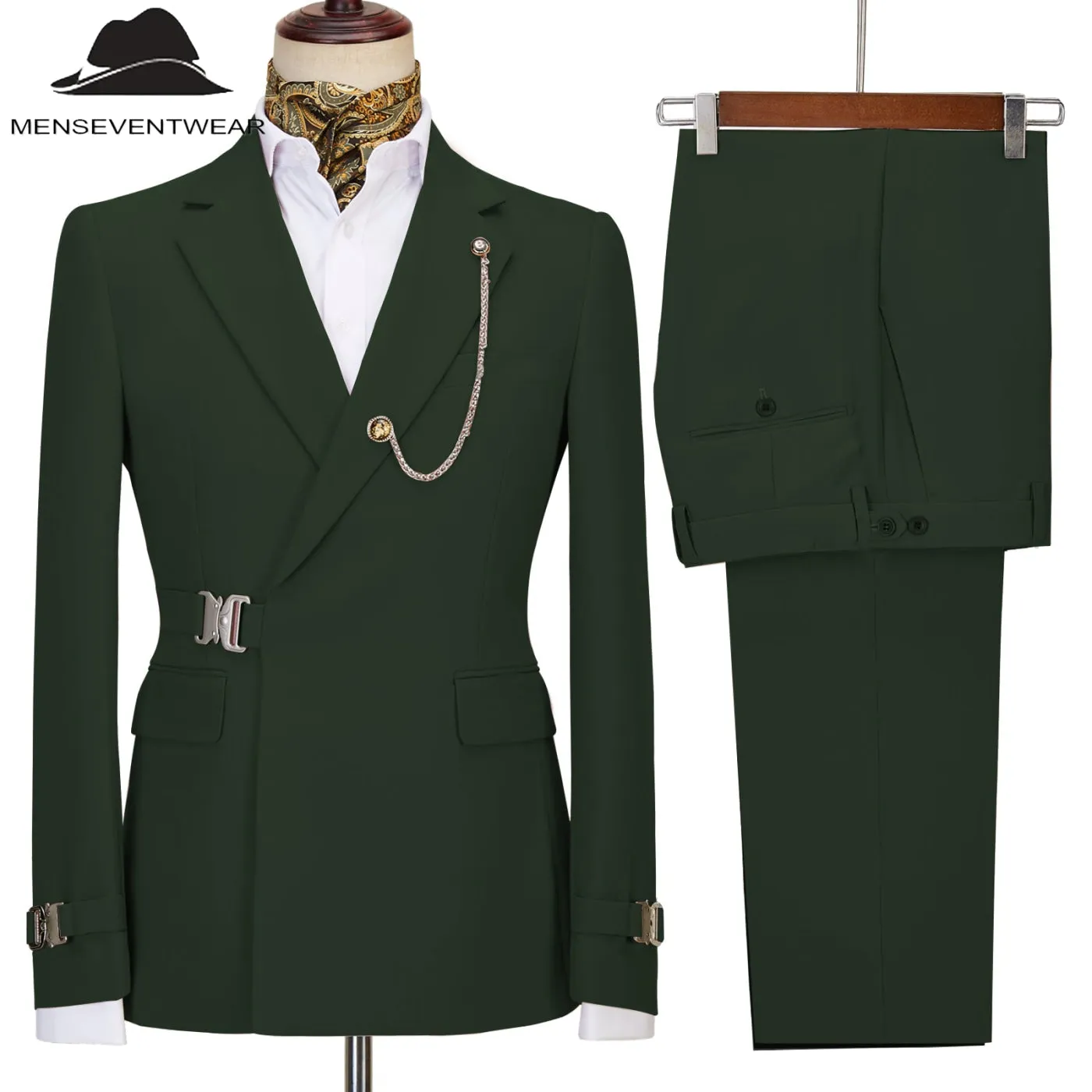 Formal Men's 2 Piece Men's Suit Regular Fit Notched Lapel Tuxedo (Blazer   Pants)