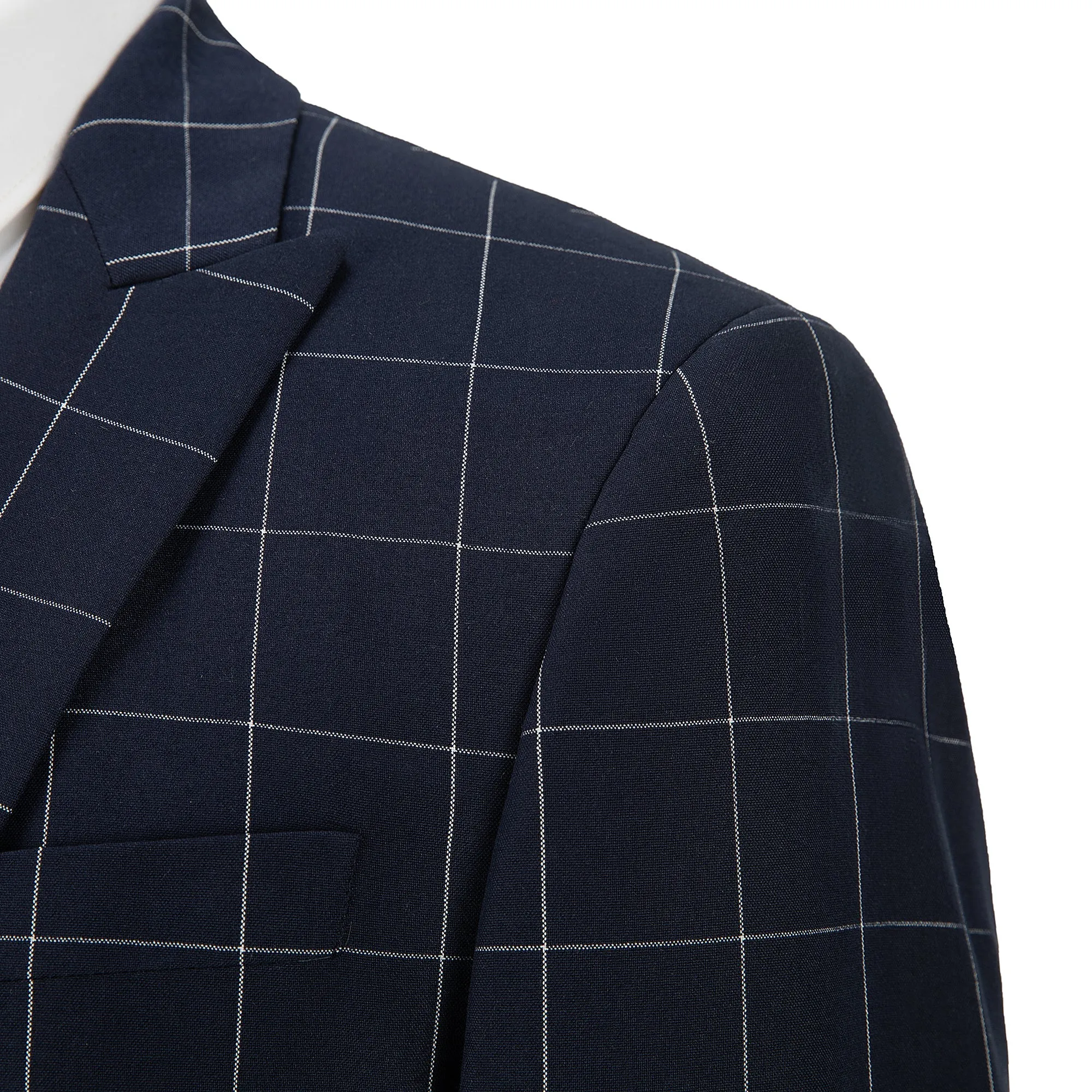 Formal Mens Suit 3 Pieces Business Plaid Solid Peak Lapel Tuxedos (Blazer Vest Pants)