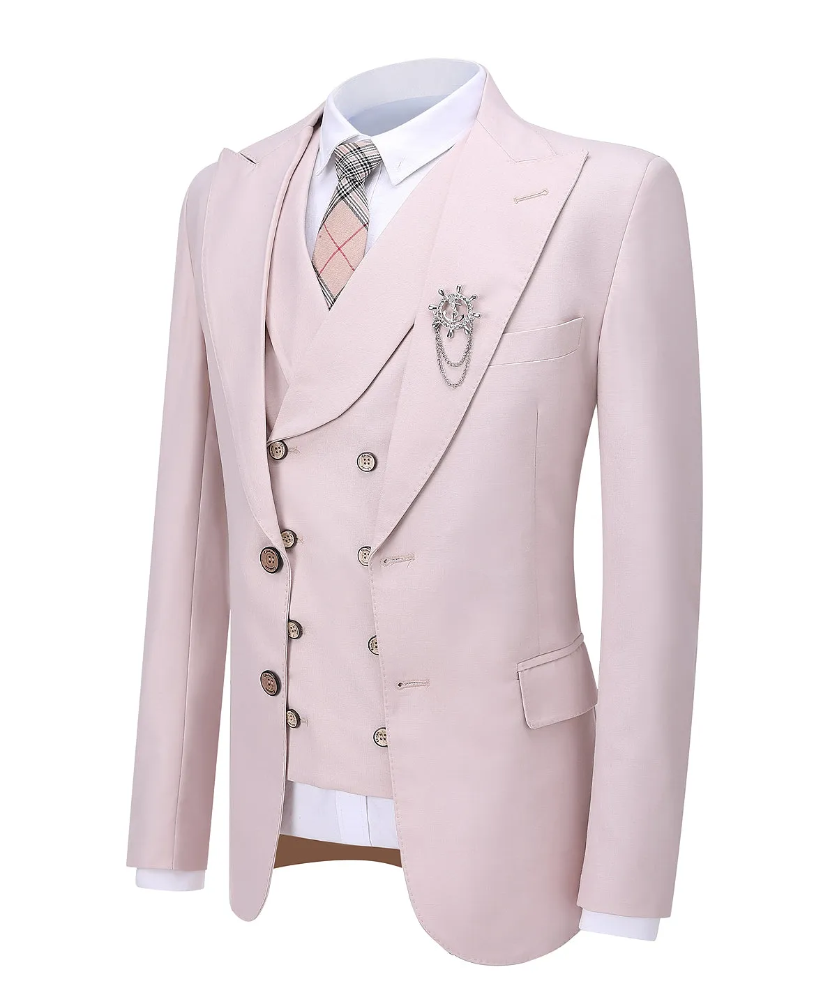 Formal Men's Suit 3-Pieces Peak Lapel Tuxedos (Blazer vest Pants)