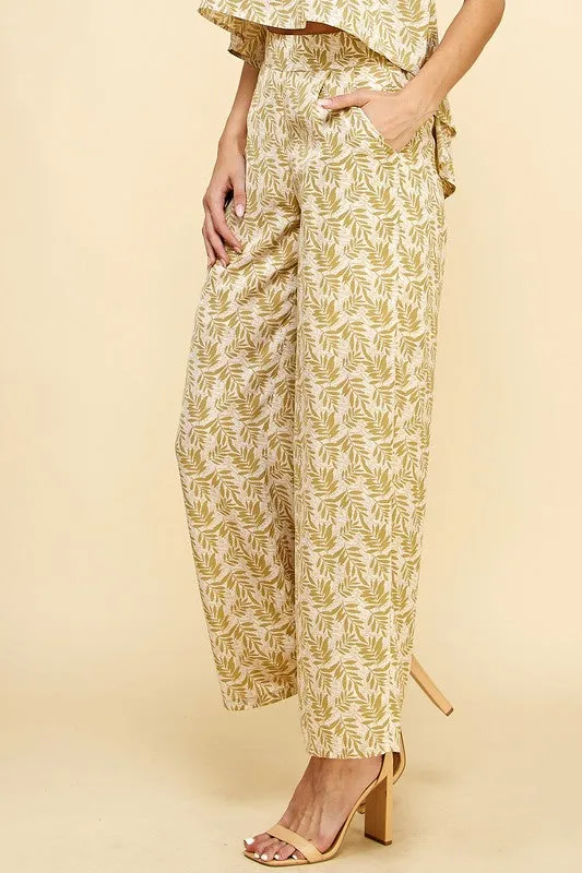 Green Multi Floral Print Wide-Leg Pants