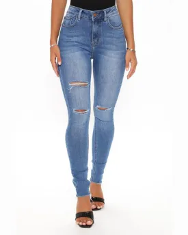 High Waist Slim Fit Ripped Jeans