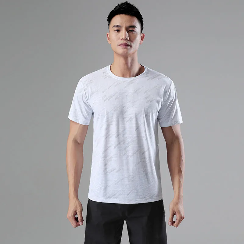 Hzori 2023 Meteor Shower Sports T-shirt Men's Summer Nylon Ice Silk Short Sleeve Men's Fitness Cool Running Quick Drying Clothes Men's