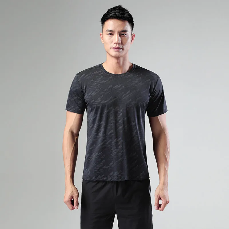 Hzori 2023 Meteor Shower Sports T-shirt Men's Summer Nylon Ice Silk Short Sleeve Men's Fitness Cool Running Quick Drying Clothes Men's