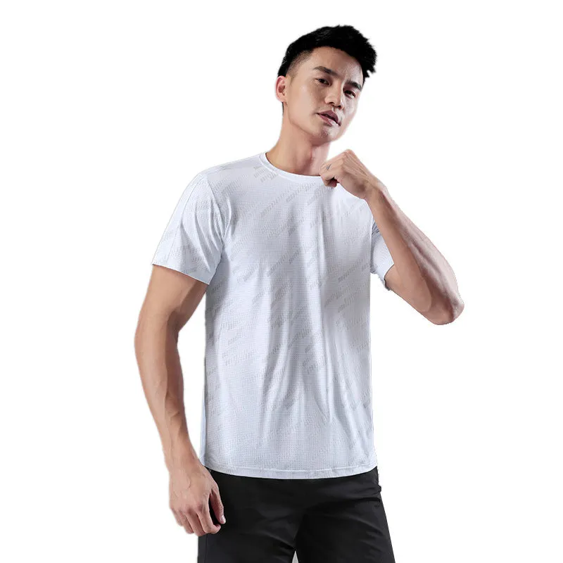 Hzori 2023 Meteor Shower Sports T-shirt Men's Summer Nylon Ice Silk Short Sleeve Men's Fitness Cool Running Quick Drying Clothes Men's