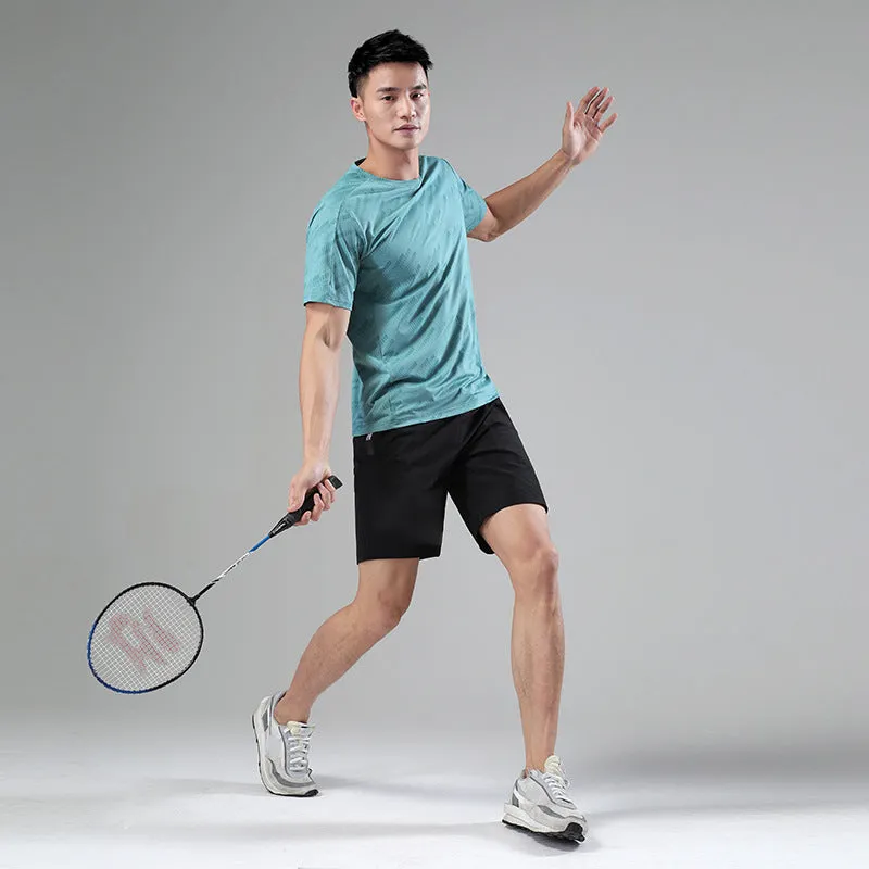Hzori 2023 Meteor Shower Sports T-shirt Men's Summer Nylon Ice Silk Short Sleeve Men's Fitness Cool Running Quick Drying Clothes Men's