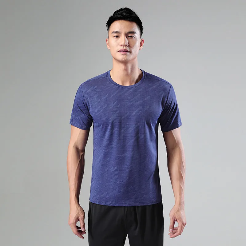 Hzori 2023 Meteor Shower Sports T-shirt Men's Summer Nylon Ice Silk Short Sleeve Men's Fitness Cool Running Quick Drying Clothes Men's