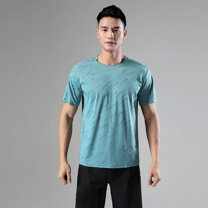 Hzori 2023 Meteor Shower Sports T-shirt Men's Summer Nylon Ice Silk Short Sleeve Men's Fitness Cool Running Quick Drying Clothes Men's