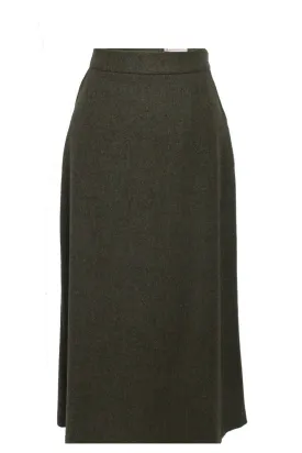Kelly | Long Green Herringbone Skirt