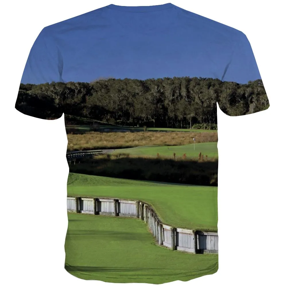 Lawn T-shirt Men Golf T shirts Funny Forest Tshirt Printed Natural T-shirts 3d Game Tshirts Casual