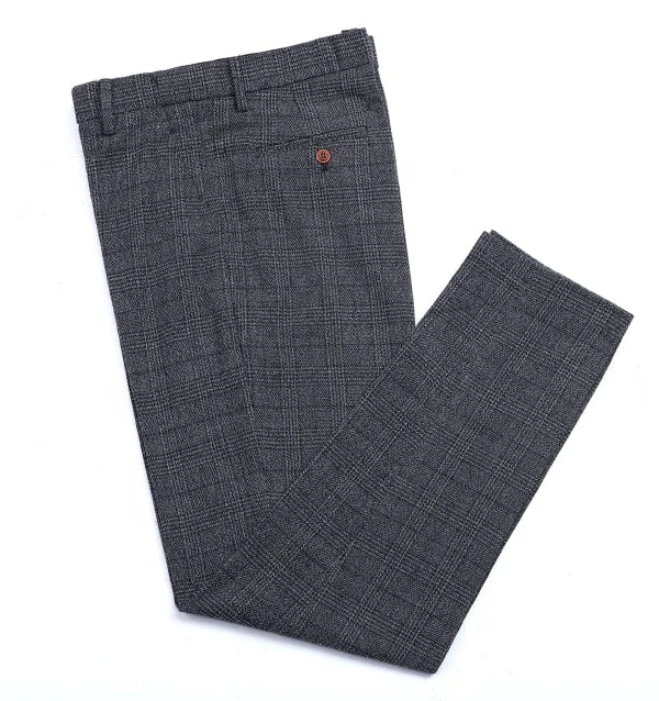 Men's 2 Pieces Formal Navy Plaid Notch Lapel Tuxedos for Wedding(Blazer Pants)