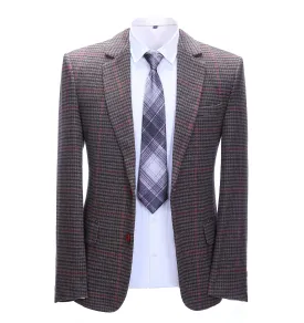 Men's Business 2 Pieces Formal Coffee Plaid Notch Lapel Tuxedos for Wedding(Blazer Pants)