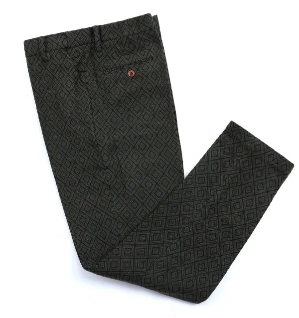 Men's Business 3 Pieces Formal Black Plaid Tweed Notch Lapel (Blazer vest Pants)