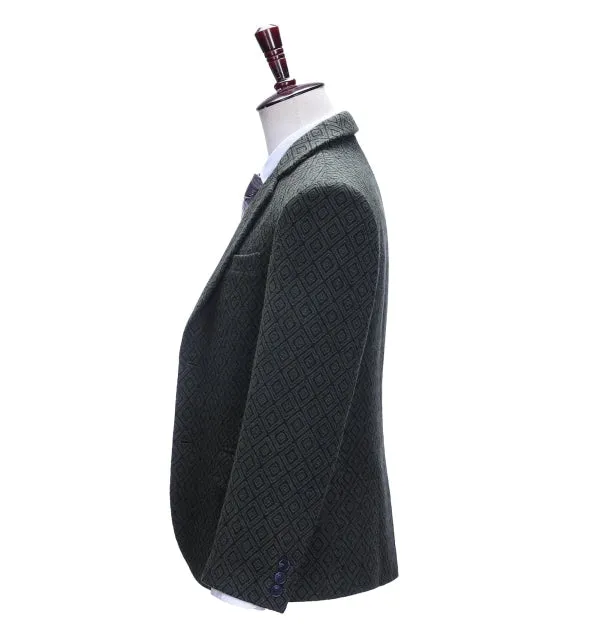 Men's Business 3 Pieces Formal Black Plaid Tweed Notch Lapel (Blazer vest Pants)