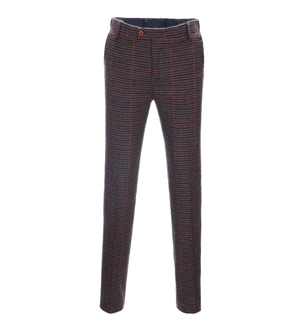 Men's Business 3 Pieces Formal Coffee Plaid Notch Lapel Suit (Blazer vest Pants)