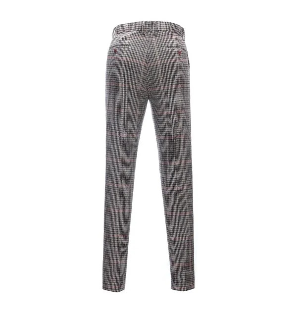 Men's Business 3 Pieces Formal Khaki Plaid Tweed Notch Lapel Suit (Blazer vest Pants)