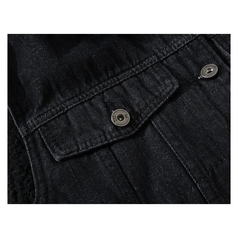 Men's Motorcycle Plus Velvet Thickened Denim Vest