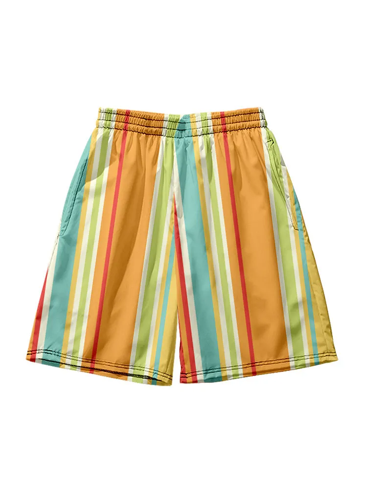 Men's Multicolor Stripe Leisure Swim Shorts