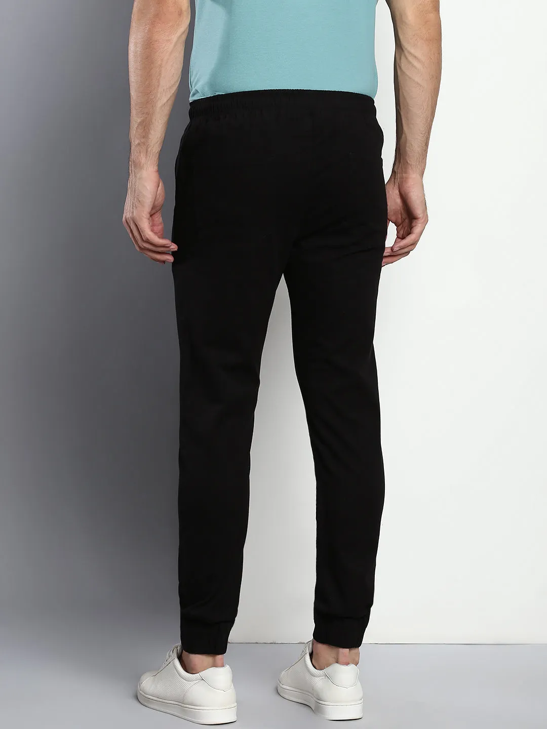Men's Straight Fit Cotton Joggers (Black)