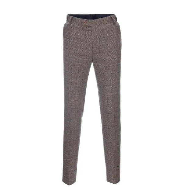 Mens Suit Business 2 Pieces Formal Brown Plaid Notch Lapel Tuxedos (Blazer Pants)
