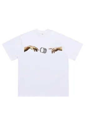 Michelangelo t-shirt art print tee grunge top in white