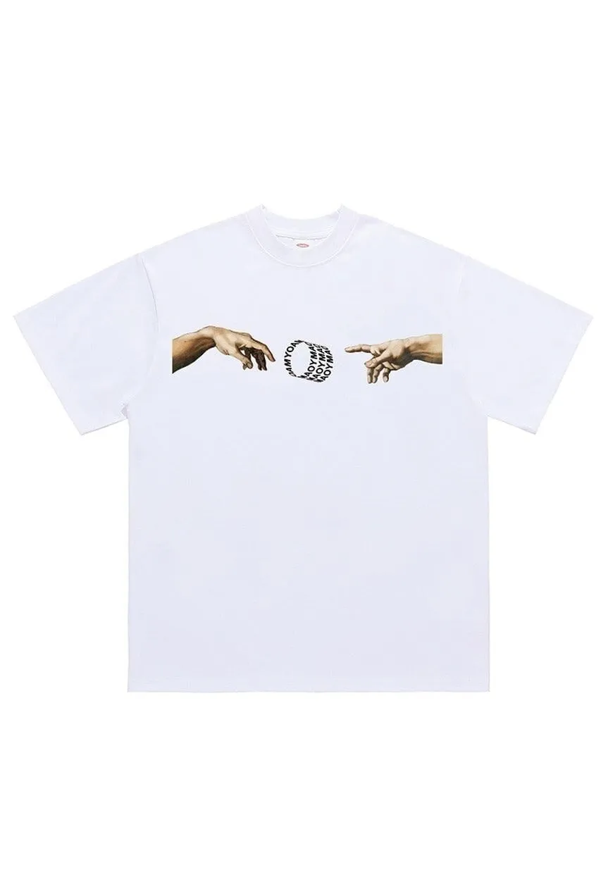 Michelangelo t-shirt art print tee grunge top in white