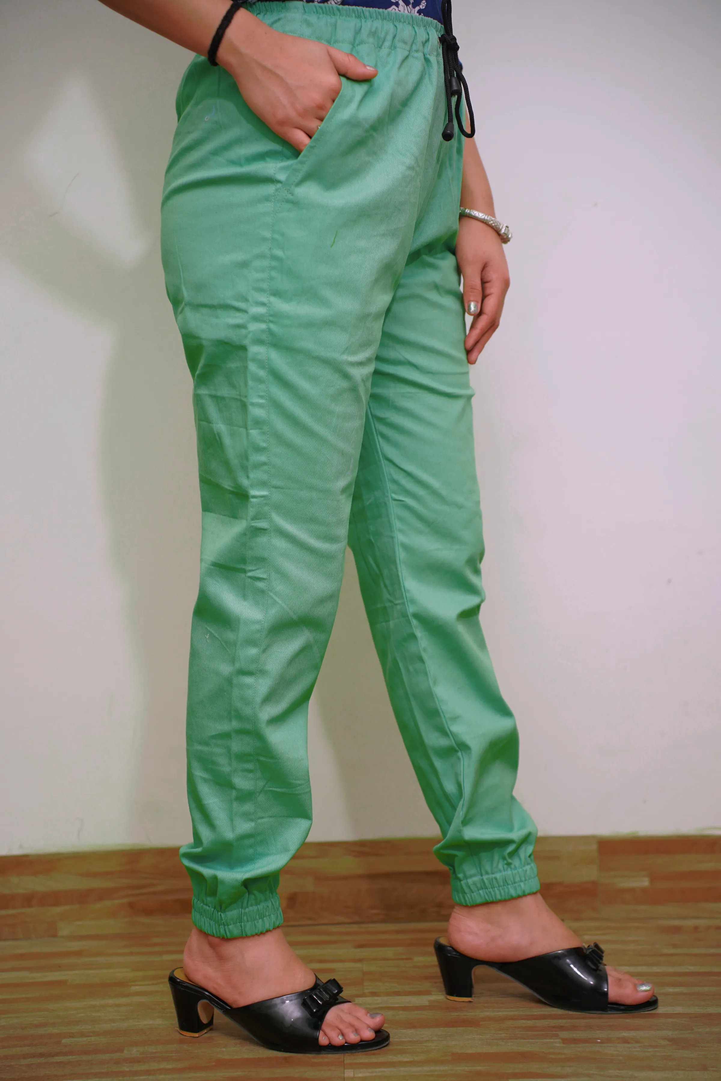 Mint Green Cotton Cargo Pants
