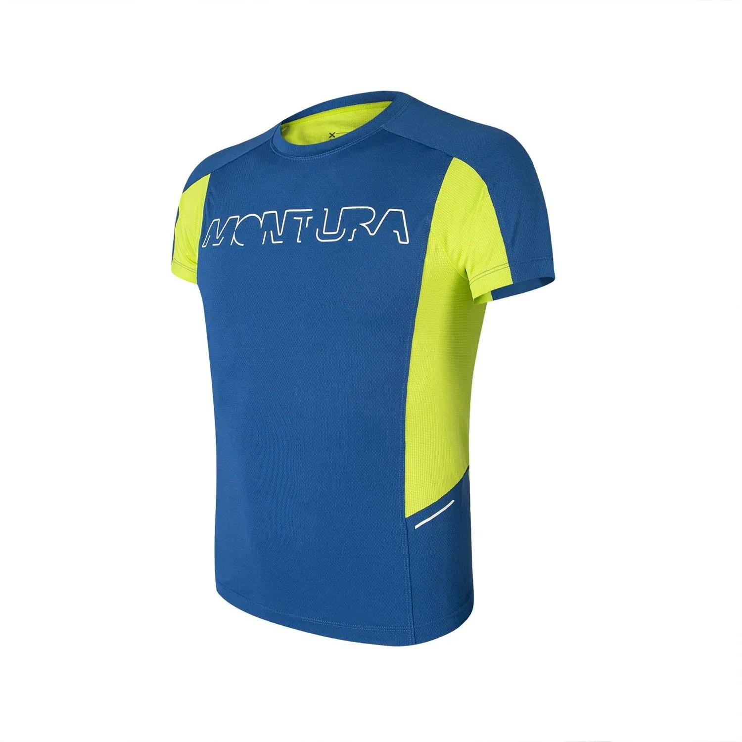 MONTURA RUN LOGO T-SHIRT Uomo leggera e traspirante Colore Deep Blue/Verde Lime
